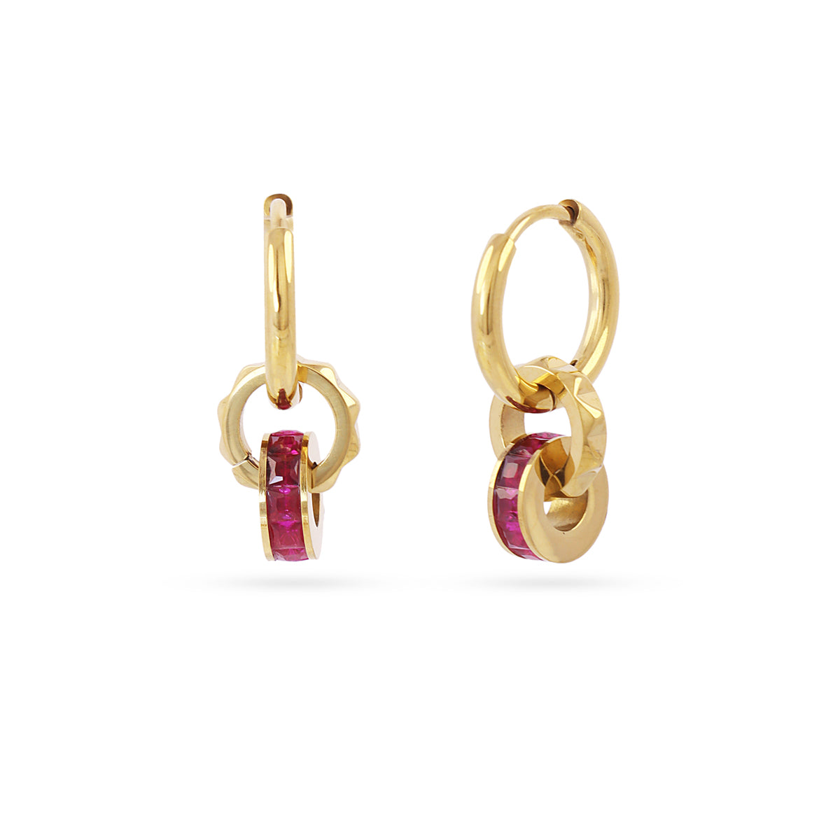Steel Double Hoop Charm Earrings | Anartxy