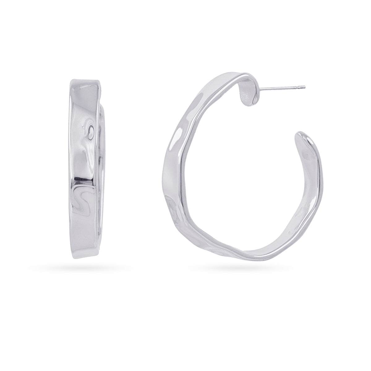 Steel Hammered Organic Hoop Earrings | Anartxy