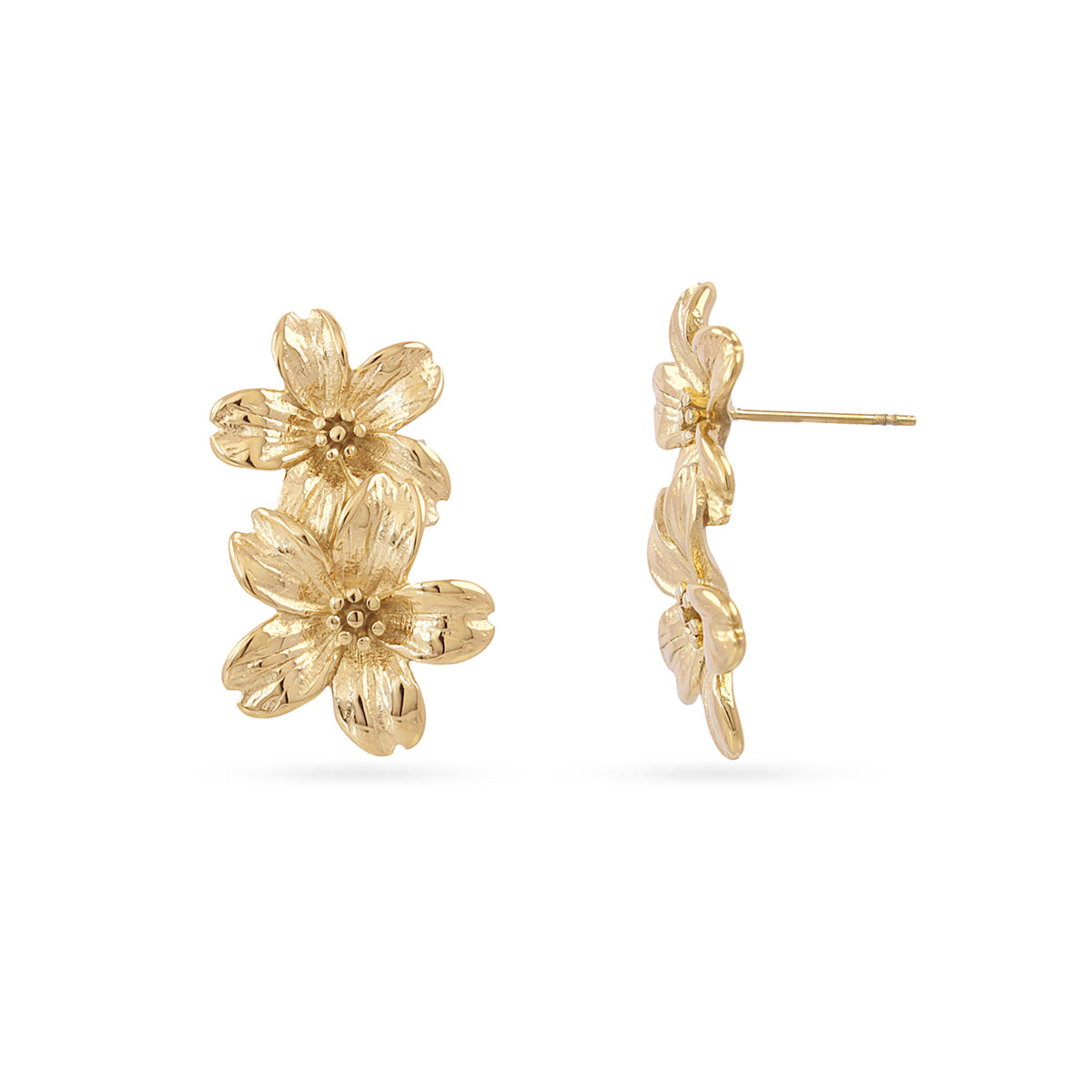 Steel Textured Double Flower Earrings | Anartxy