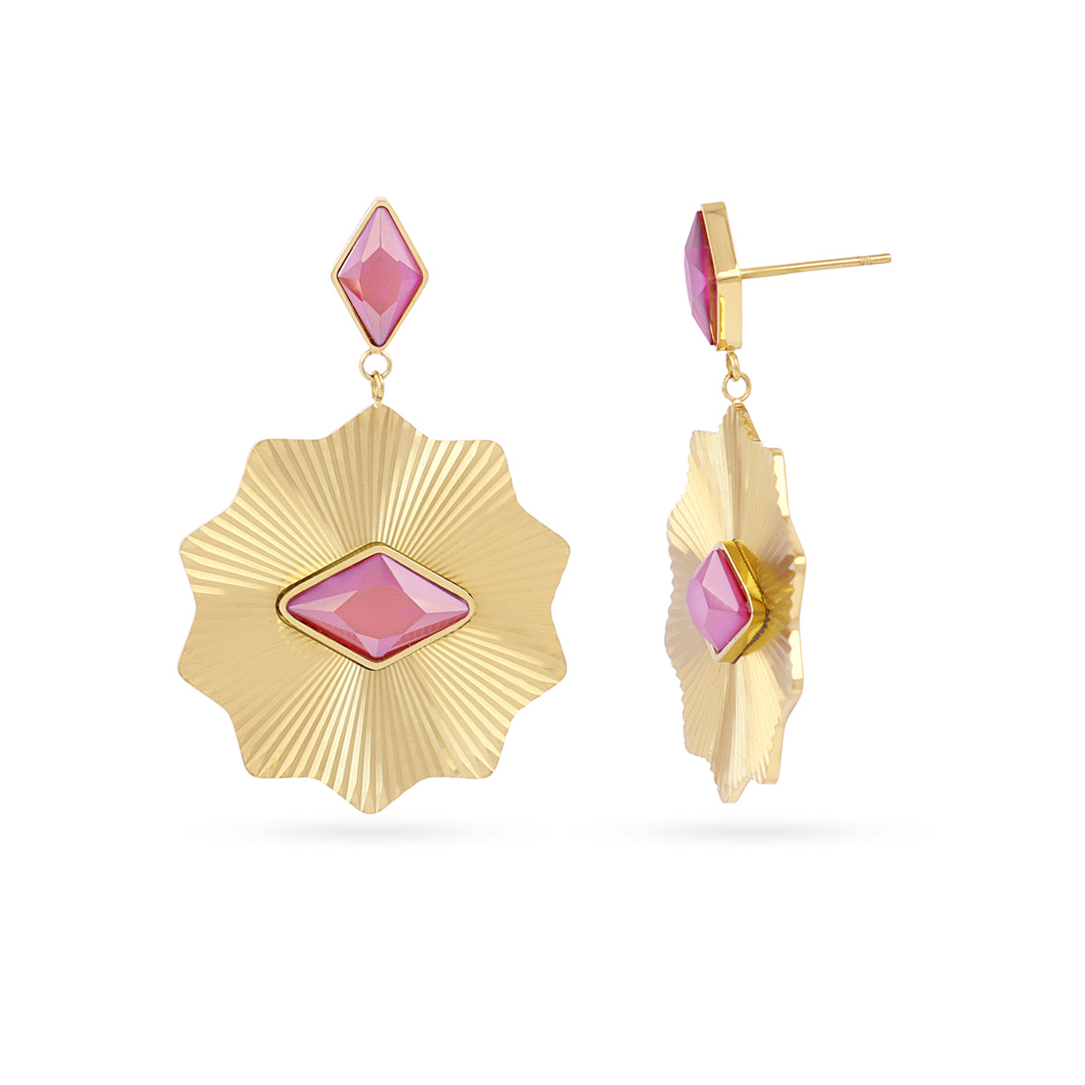 Steel Prisma Dangle Stud Earrings | Anartxy
