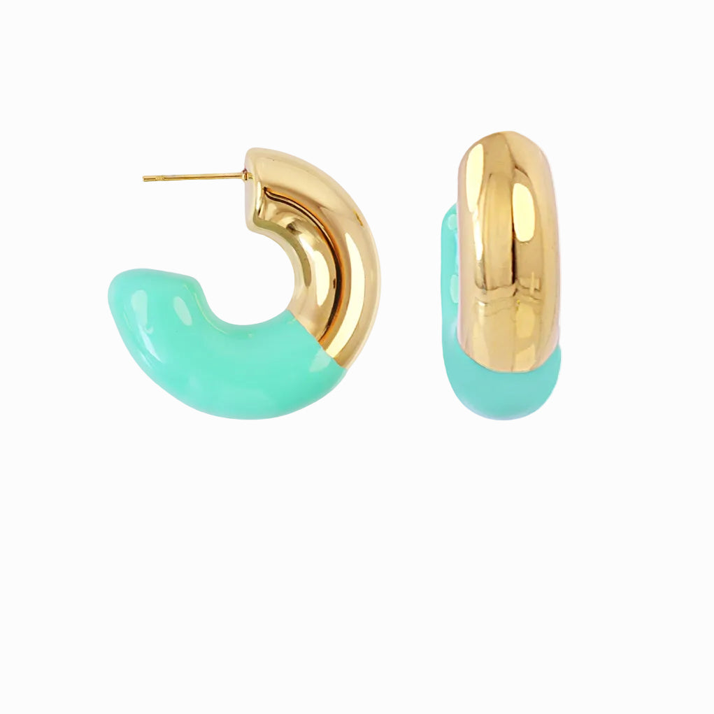 Steel Chunky Coloured Hoop Earrings | Anartxy