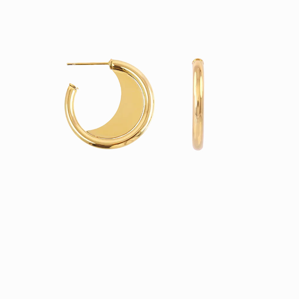 Steel Half Moon Hoop Earrings | Anartxy