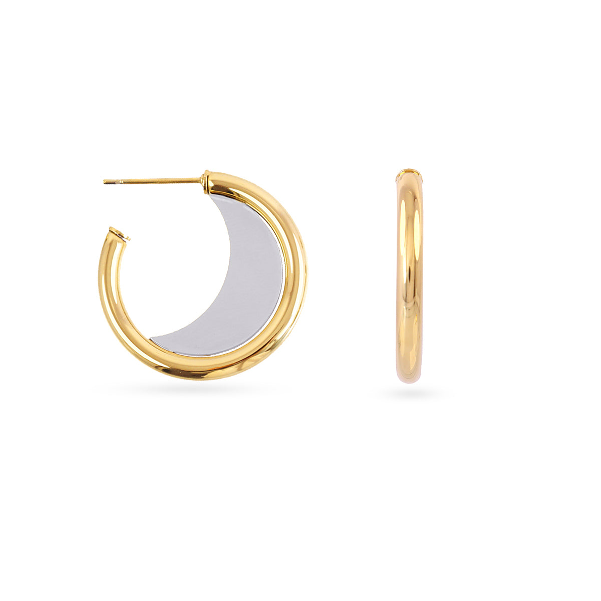 Steel Half Moon Hoop Earrings | Anartxy