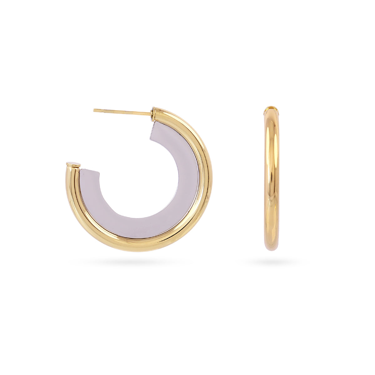 Steel Mixed Metal Flat Hoop Earrings | Anartxy
