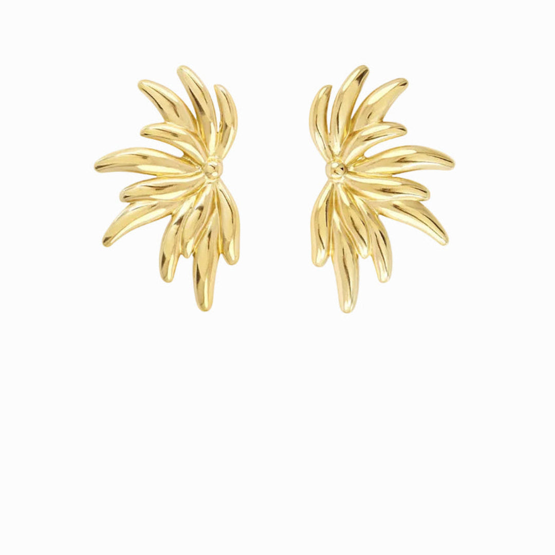Steel Sunburst Stud Earrings | Anartxy
