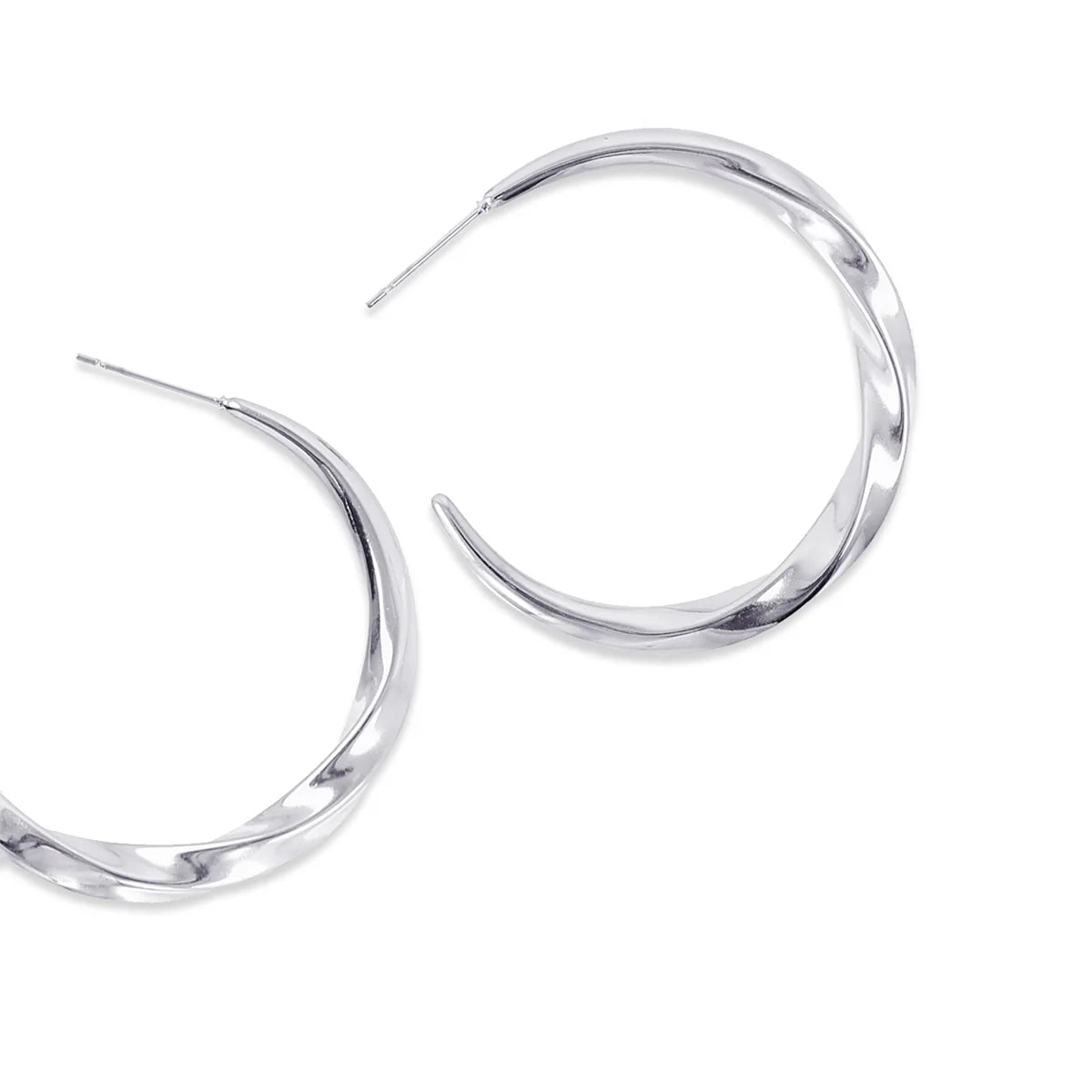 Steel Large Twist Hoop Earrings | Anartxy