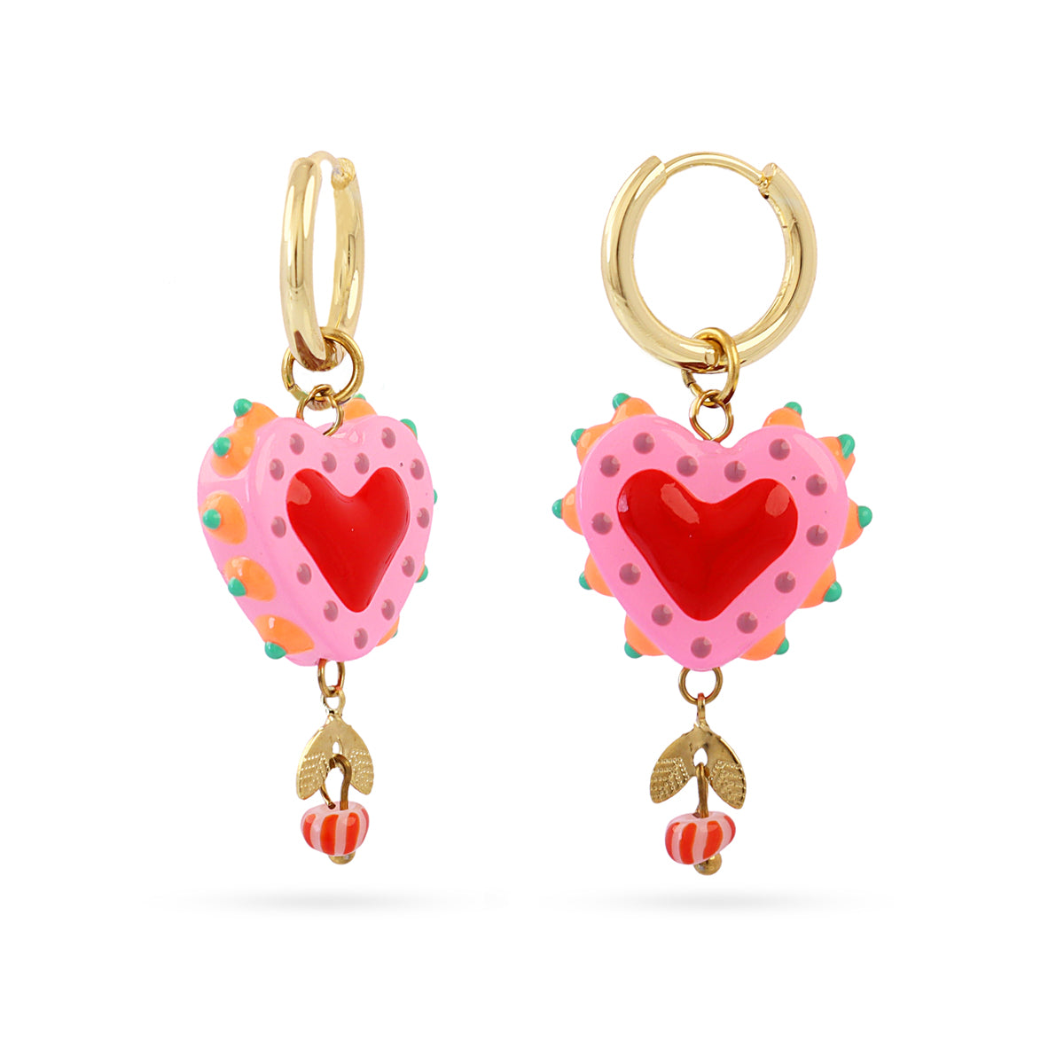 Steel Mosaic Heart Hoop Earrings | Anartxy