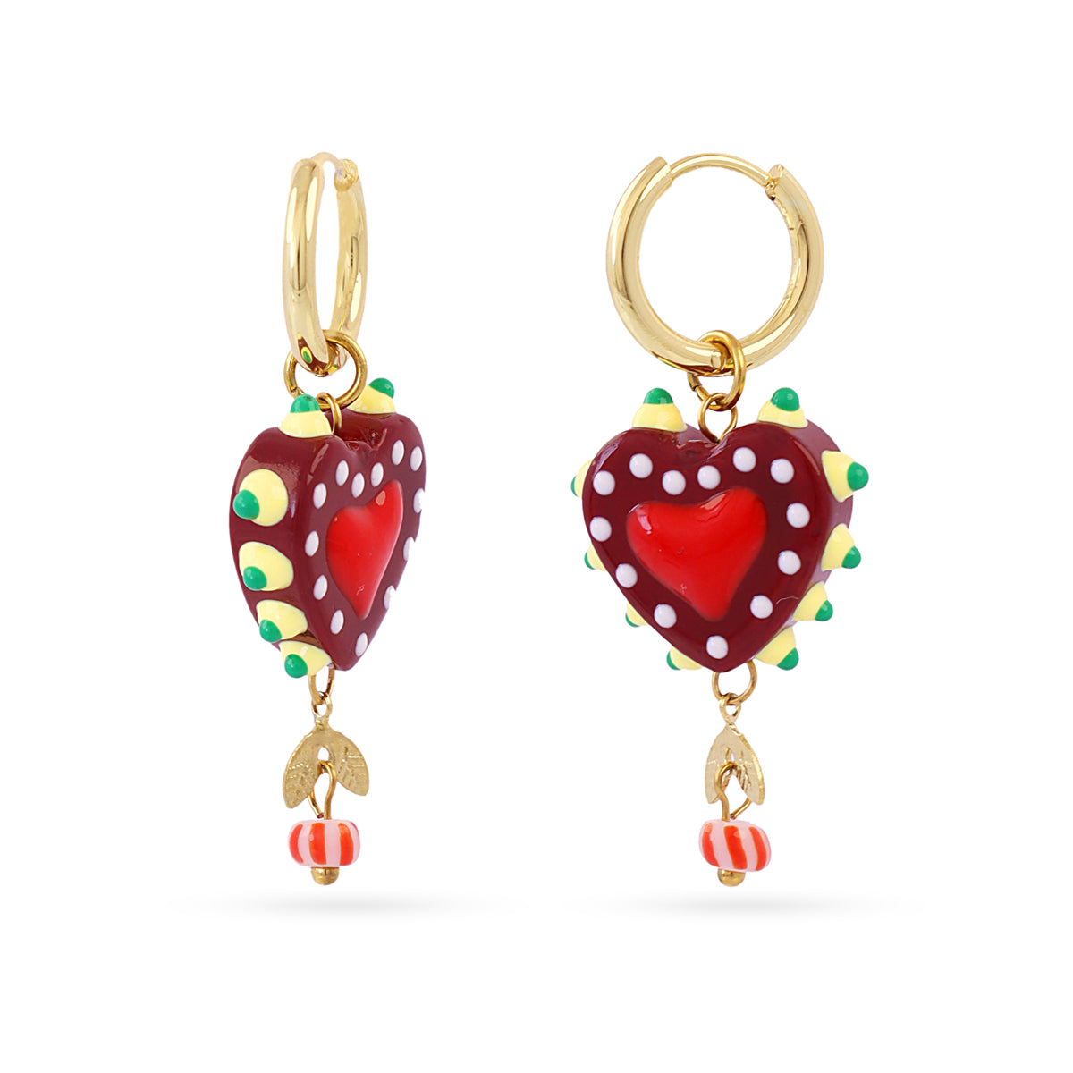 Steel Mosaic Heart Hoop Earrings | Anartxy