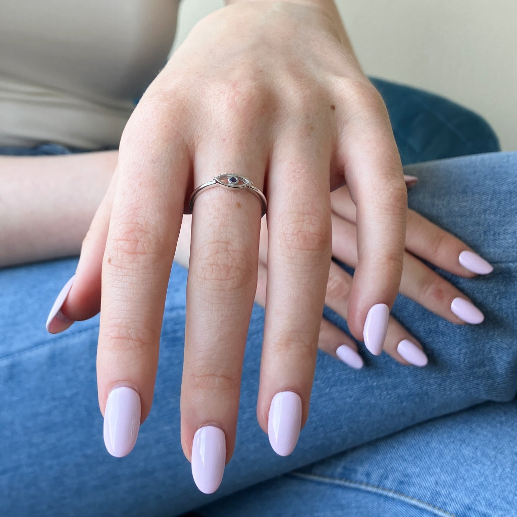Delfi Silver Evil Eye Ring