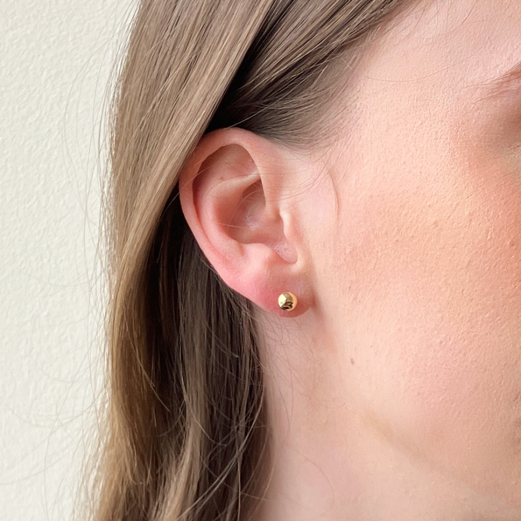 Delme Gold Ball Stud Earrings 6mm