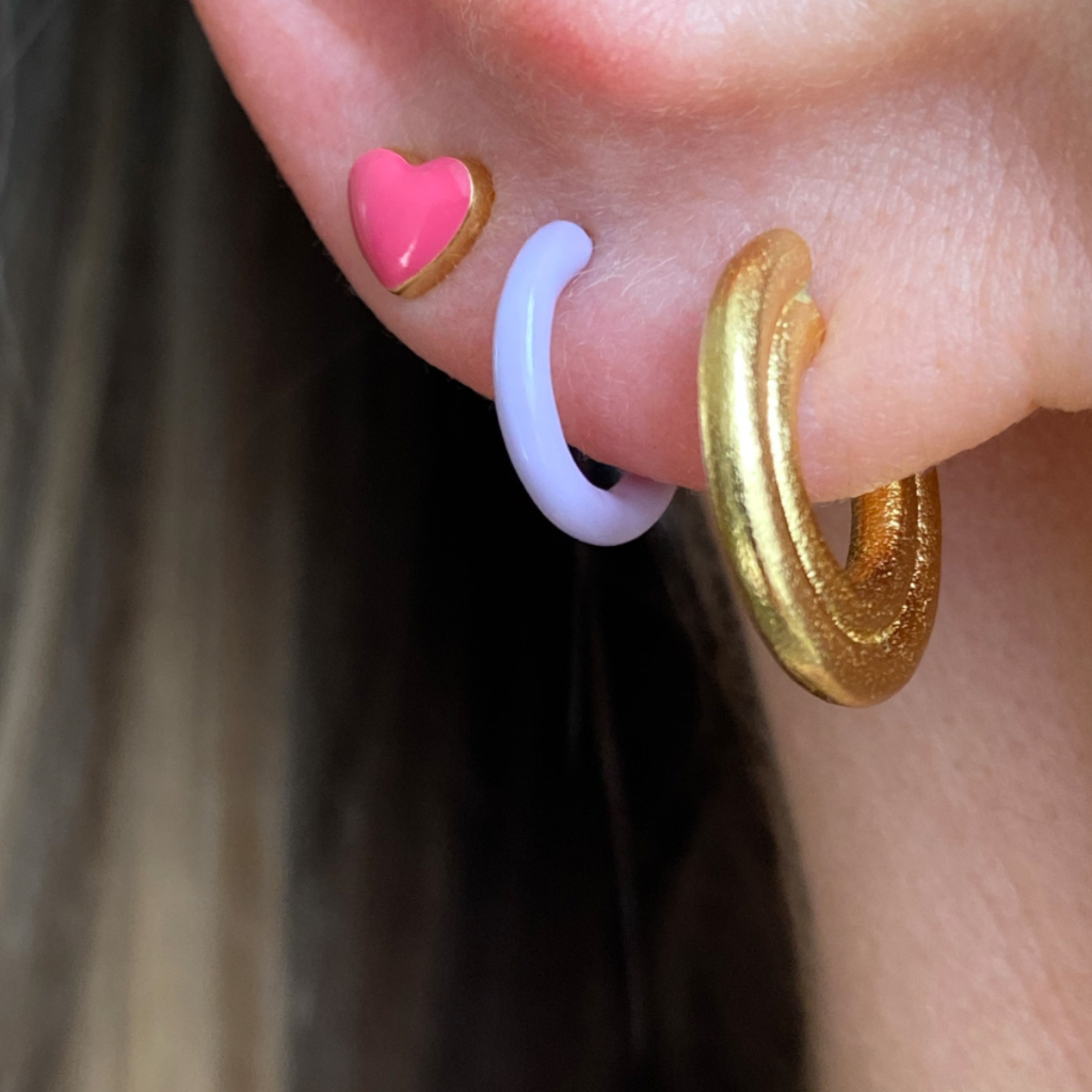 Enamel Love Heart Single Stud Earring | Love U | Lulu Copenhagen