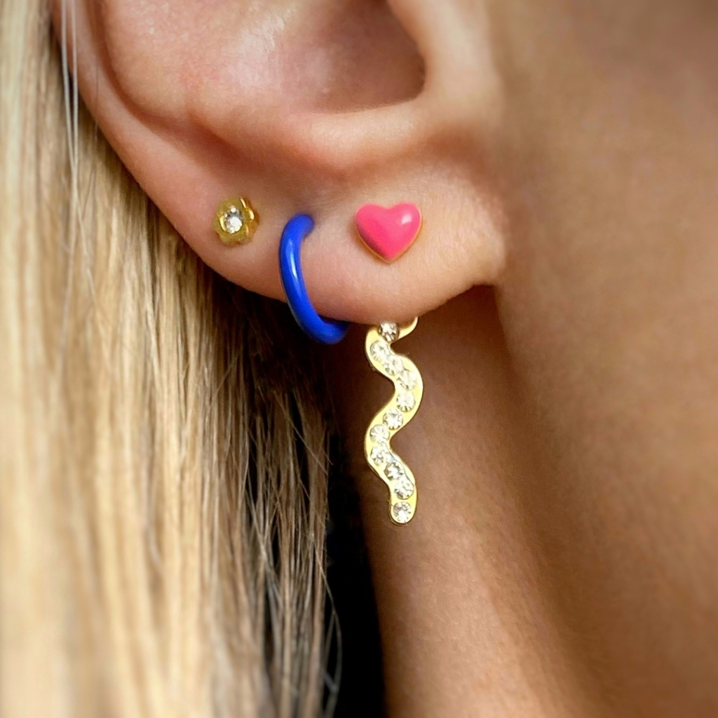 Enamel Love Heart Single Stud Earring | Love U | Lulu Copenhagen