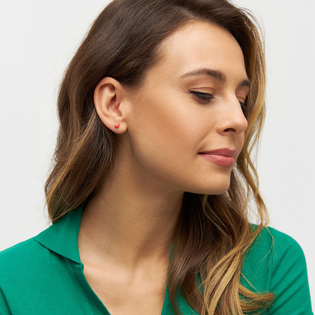 Enamel Love Heart Single Stud Earring Lulu Copenhagen