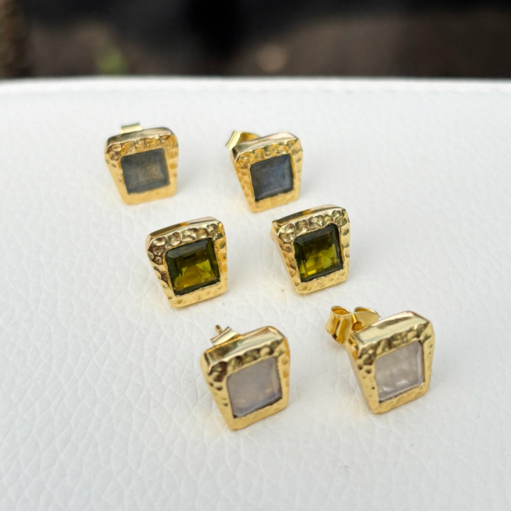 Gold Asymmetrical Stud Earrings | Aria | Noyre