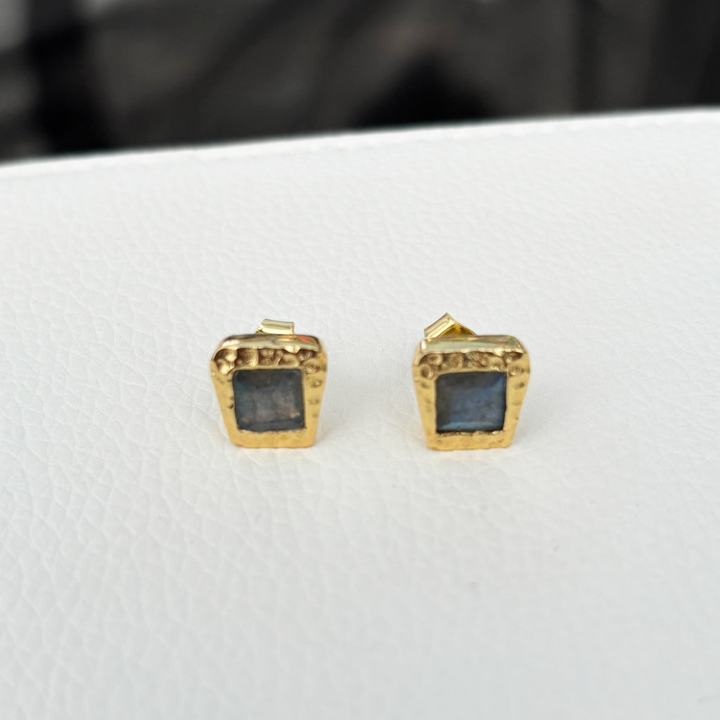 Gold Asymmetrical Stud Earrings | Aria | Noyre