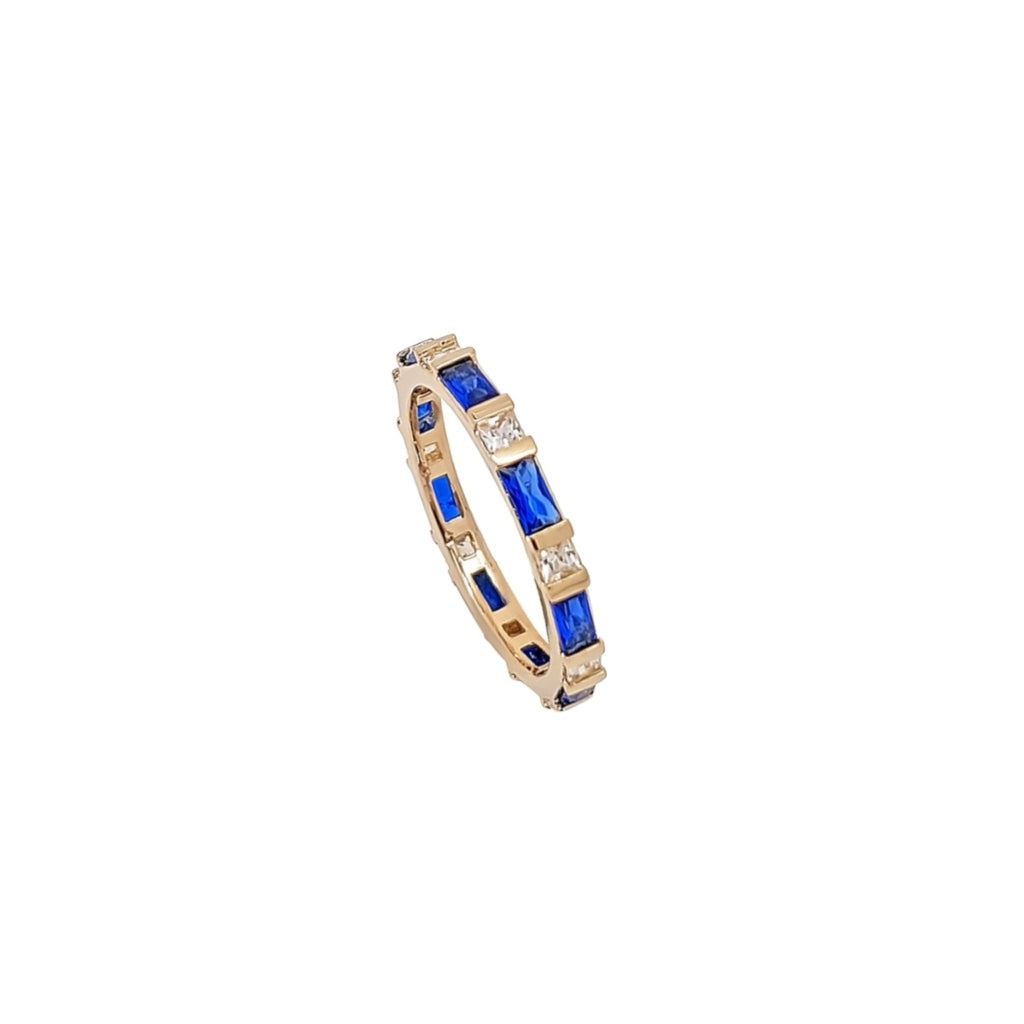 Gold Bar Setting Eternity Ring Sapphire