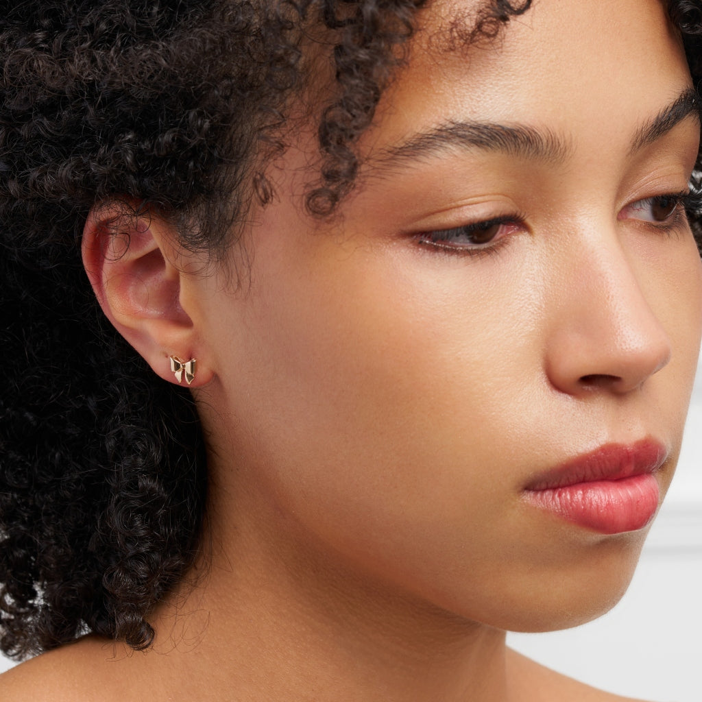 Gold Bow Stud Earrings