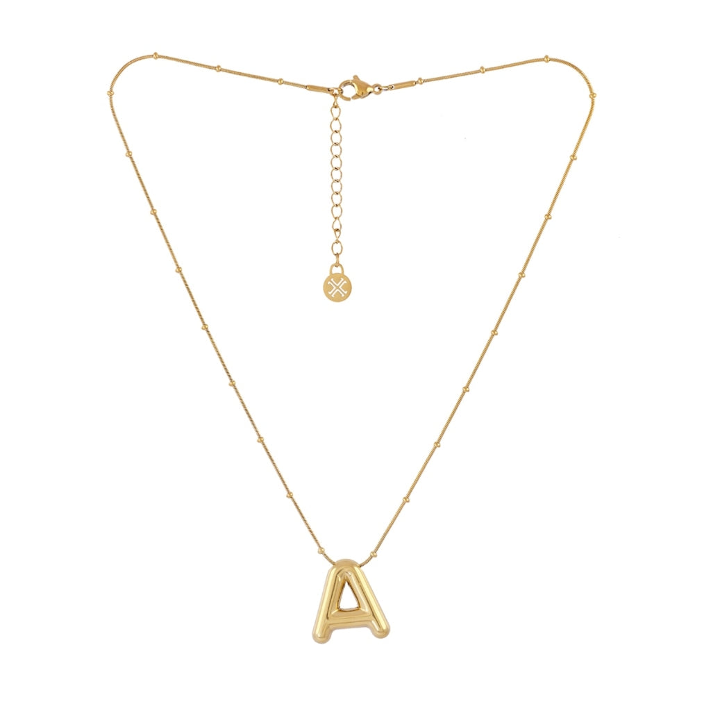 Gold Bubble Letter Necklace | Anartxy