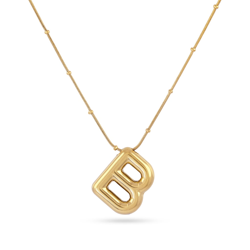 Gold Bubble Letter Necklace | Anartxy