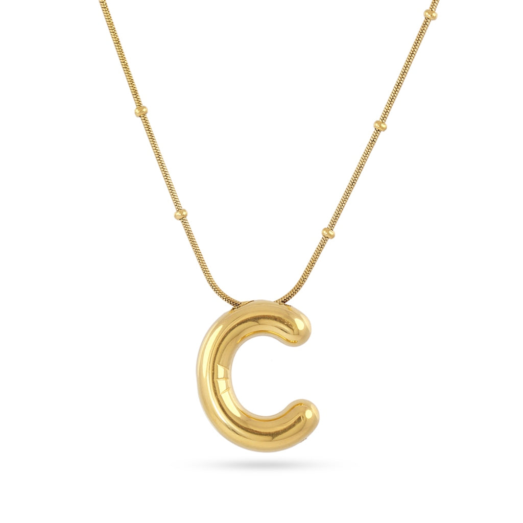 Gold Bubble Letter Necklace | Anartxy