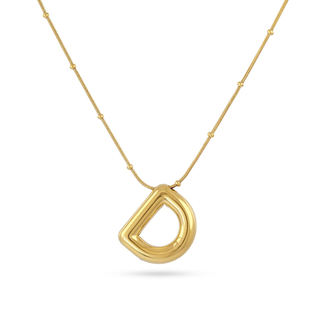 Gold Bubble Letter Necklace | Anartxy