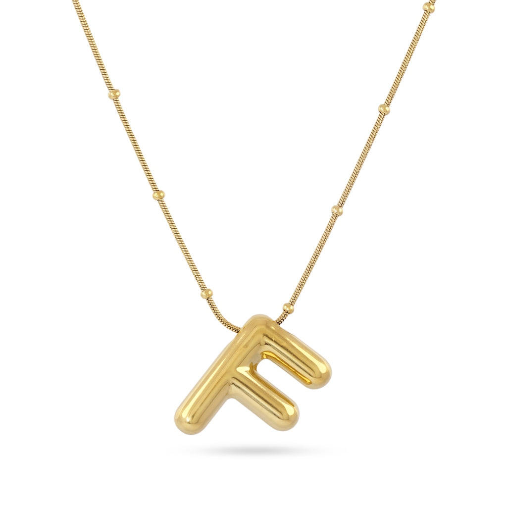 Gold Bubble Letter Necklace | Anartxy