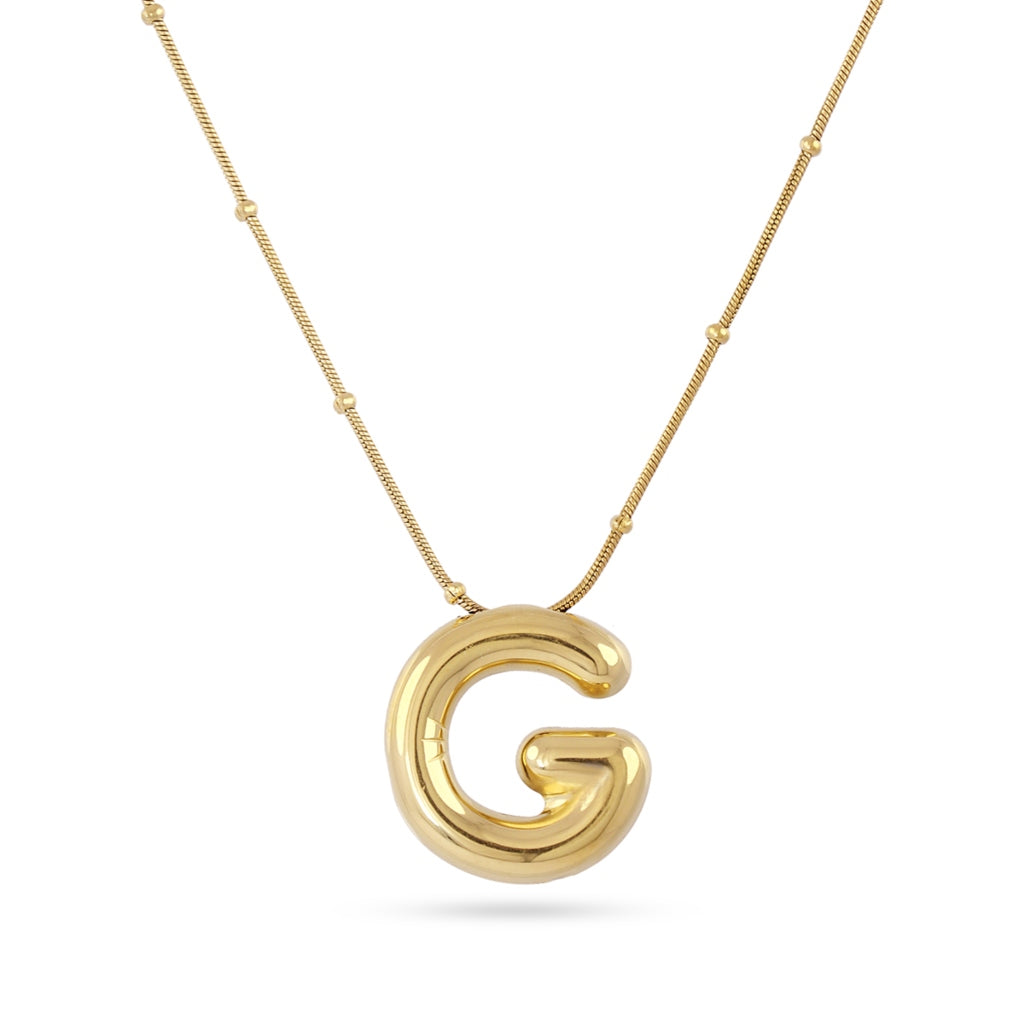 Gold Bubble Letter Necklace | Anartxy