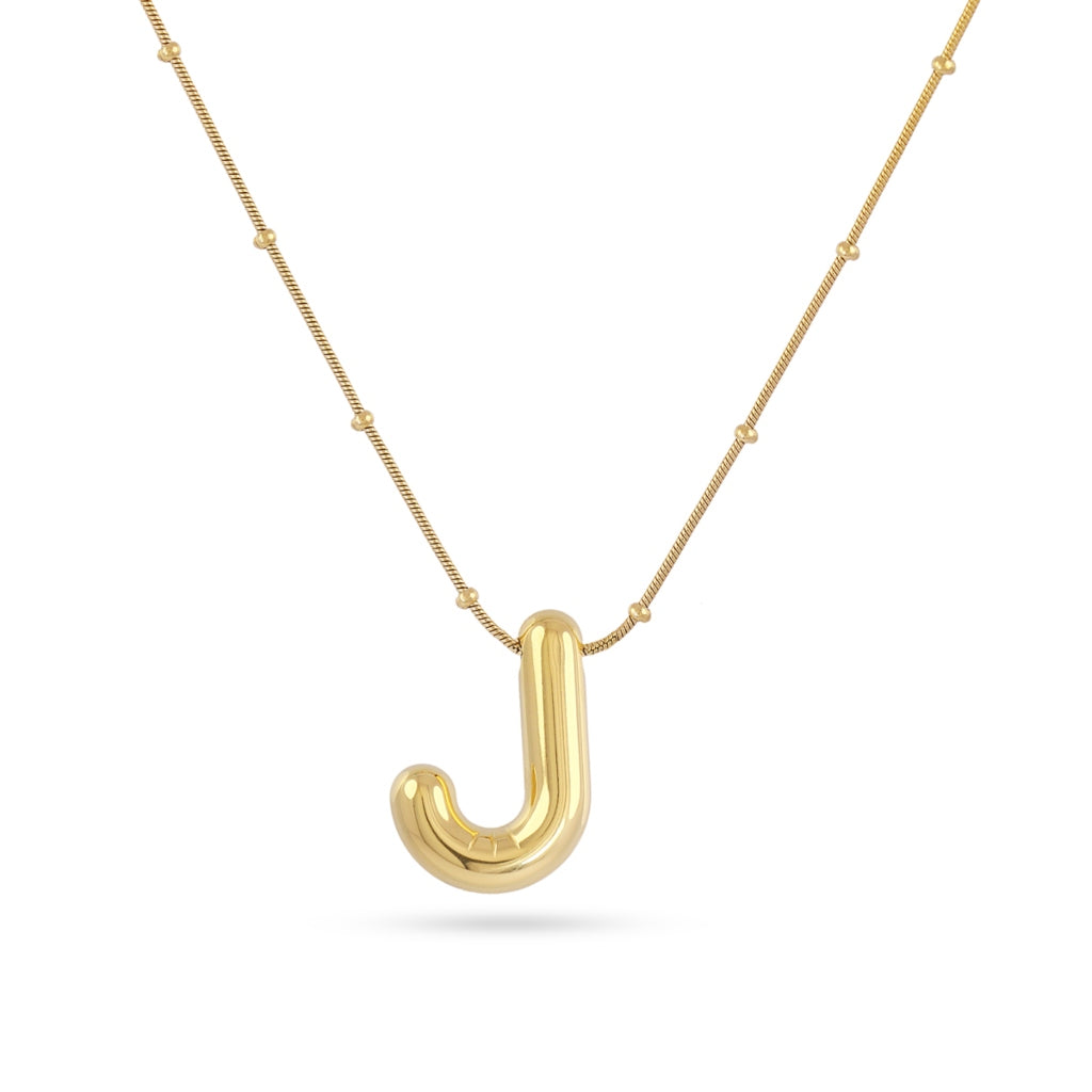 Gold Bubble Letter Necklace | Anartxy