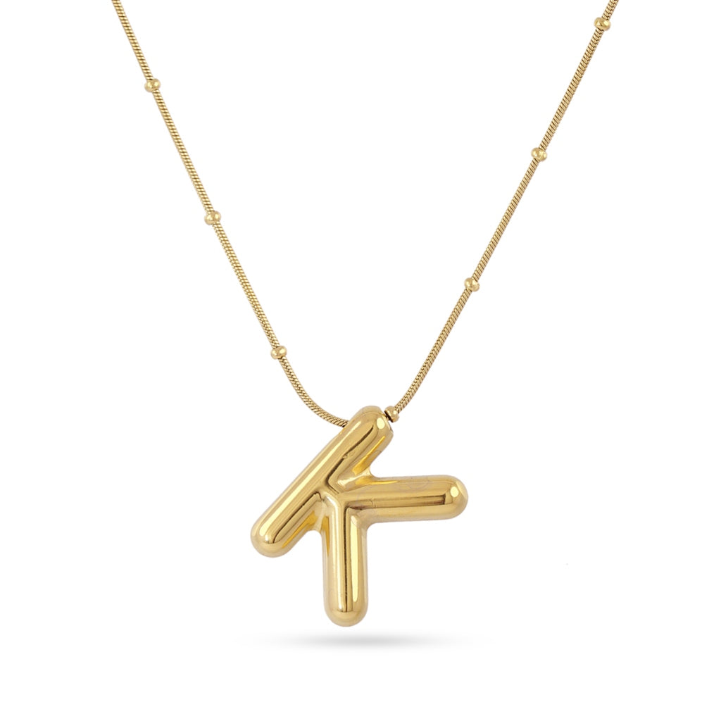 Gold Bubble Letter Necklace | Anartxy