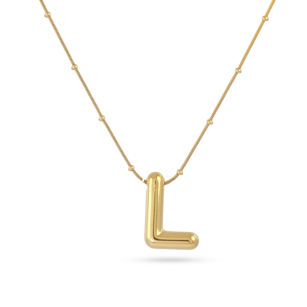 Gold Bubble Letter Necklace | Anartxy