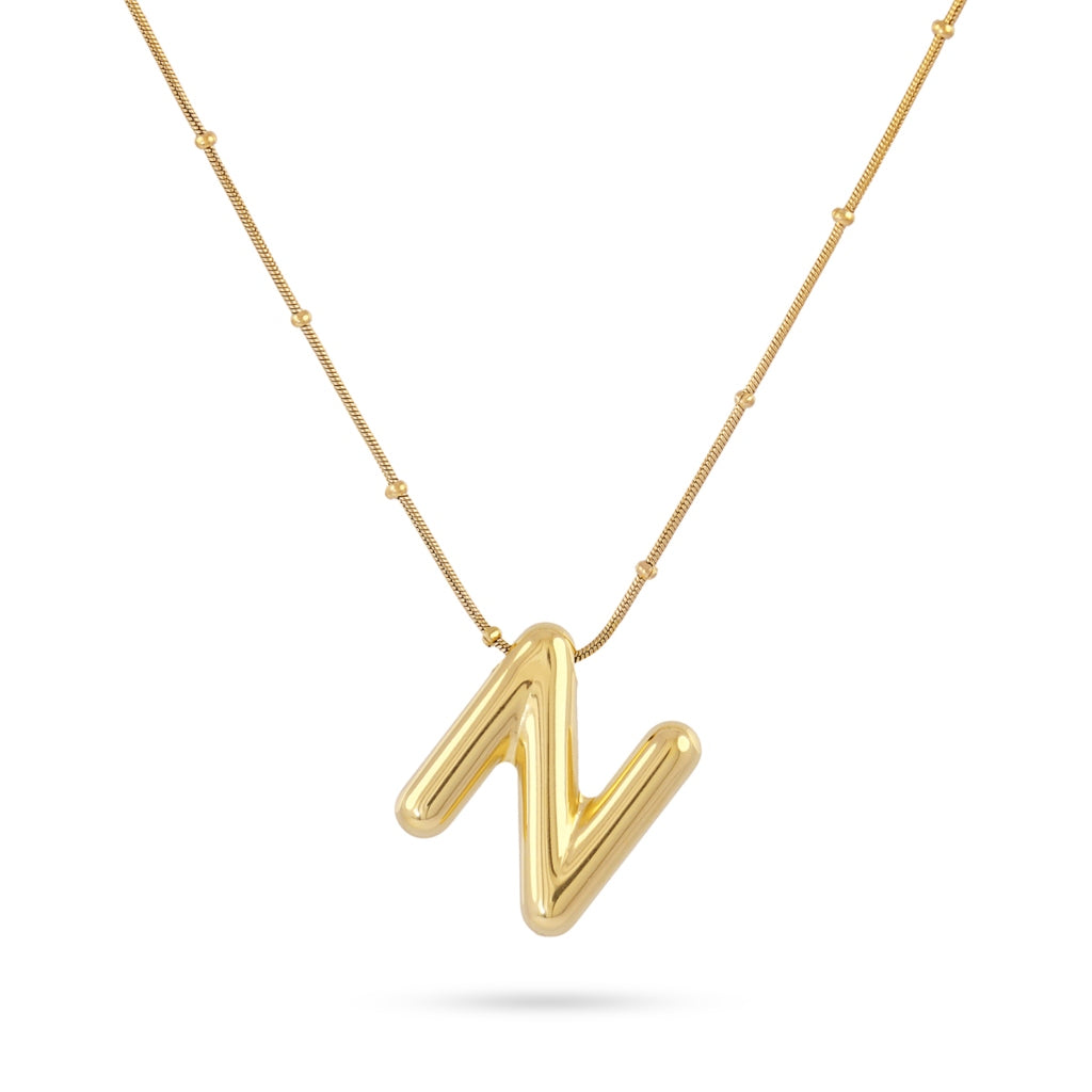 Gold Bubble Letter Necklace | Anartxy