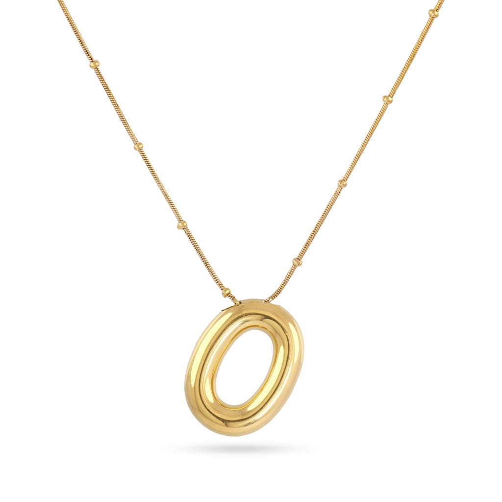 Gold Bubble Letter Necklace | Anartxy