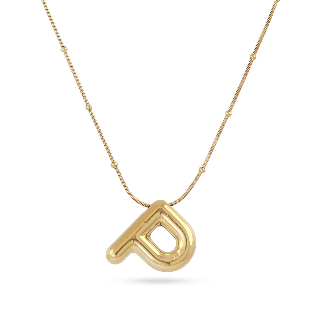 Gold Bubble Letter Necklace | Anartxy