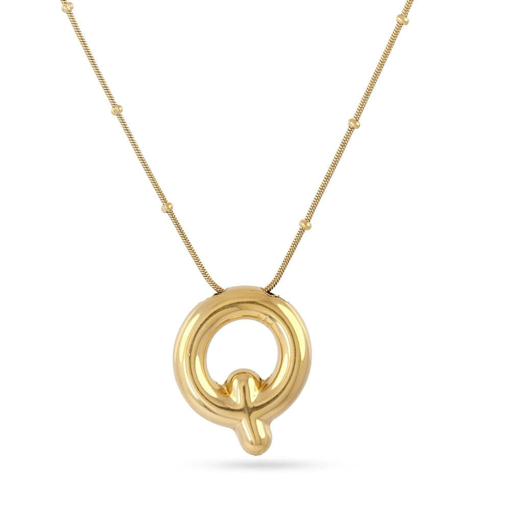 Gold Bubble Letter Necklace | Anartxy