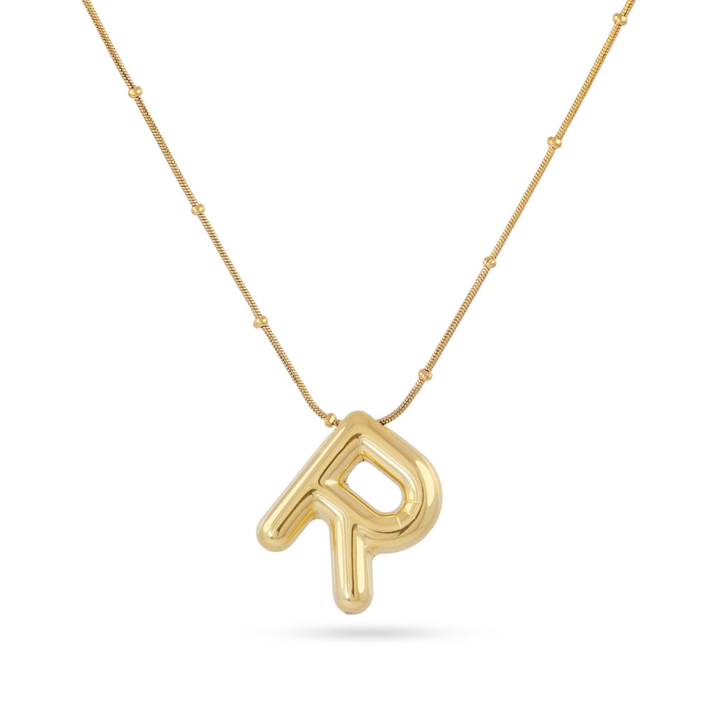 Gold Bubble Letter Necklace | Anartxy