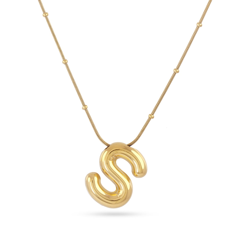 Gold Bubble Letter Necklace | Anartxy