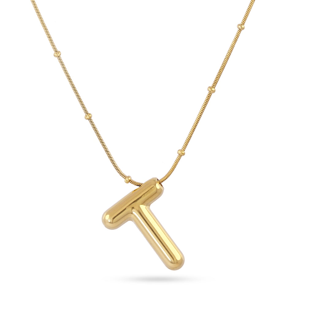 Gold Bubble Letter Necklace | Anartxy