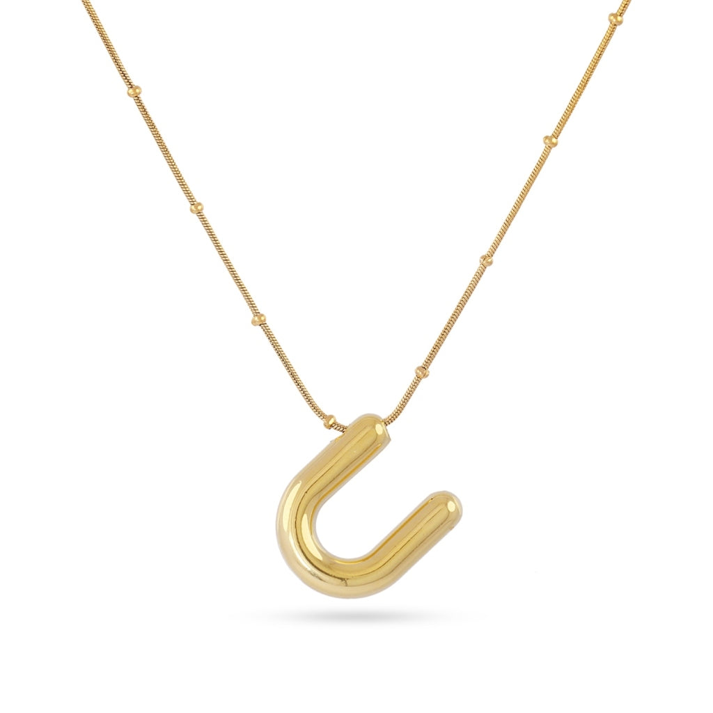 Gold Bubble Letter Necklace | Anartxy
