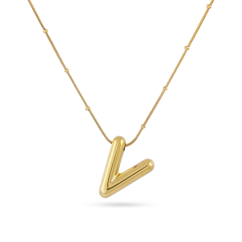 Gold Bubble Letter Necklace | Anartxy