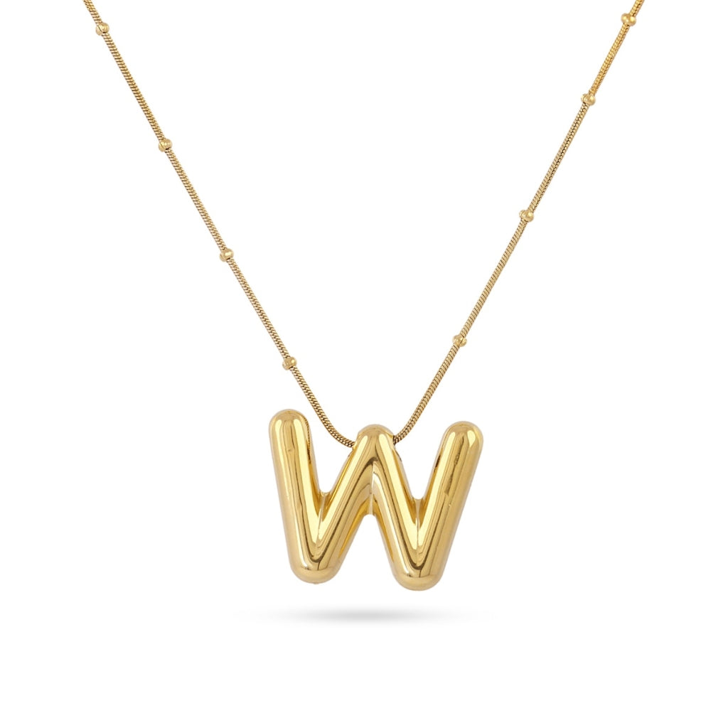 Gold Bubble Letter Necklace | Anartxy