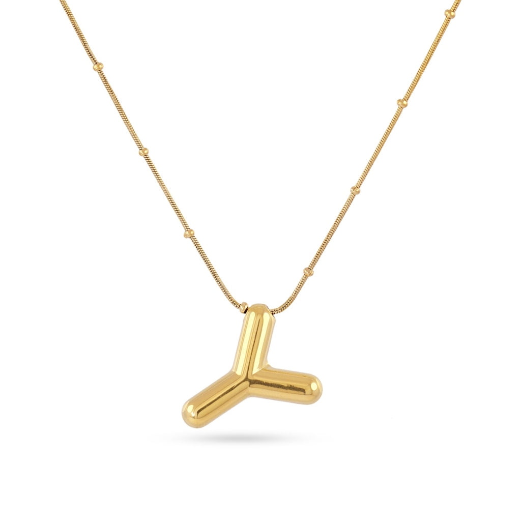 Gold Bubble Letter Necklace | Anartxy