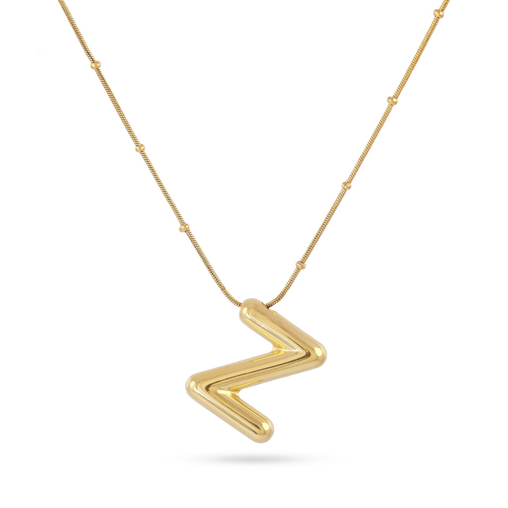 Gold Bubble Letter Necklace | Anartxy