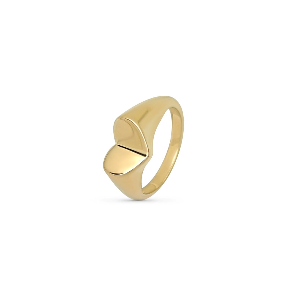 Gold Chunky Heart Signet Ring
