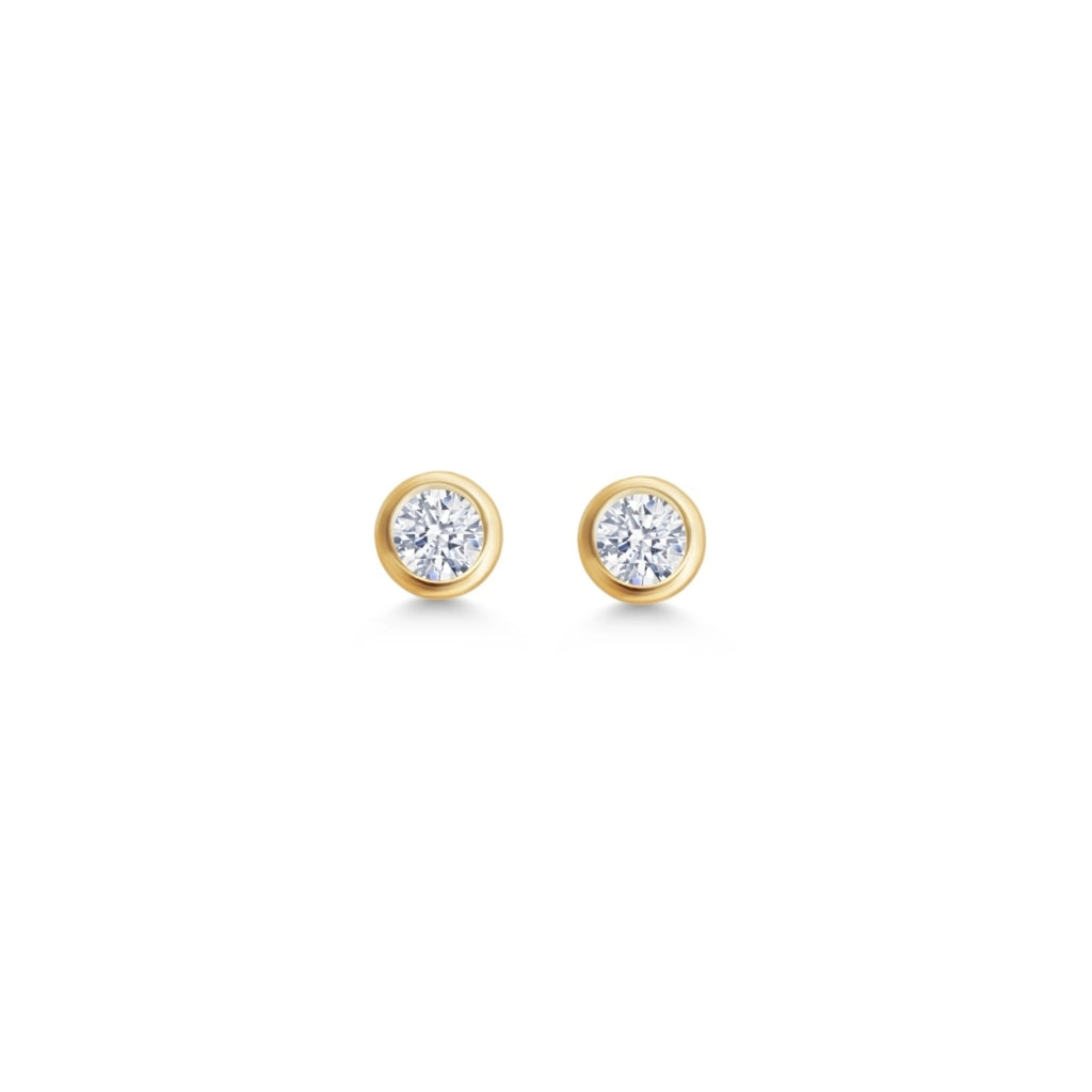 Gold Circle Stone Stud Earrings | Aliza