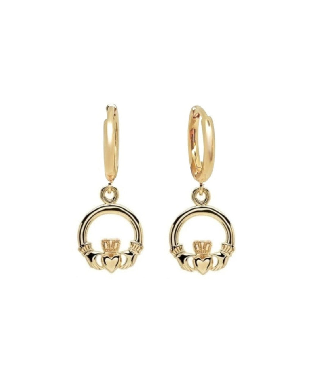 18ct Gold Plated Claddagh Charm Earrings | Fiadh