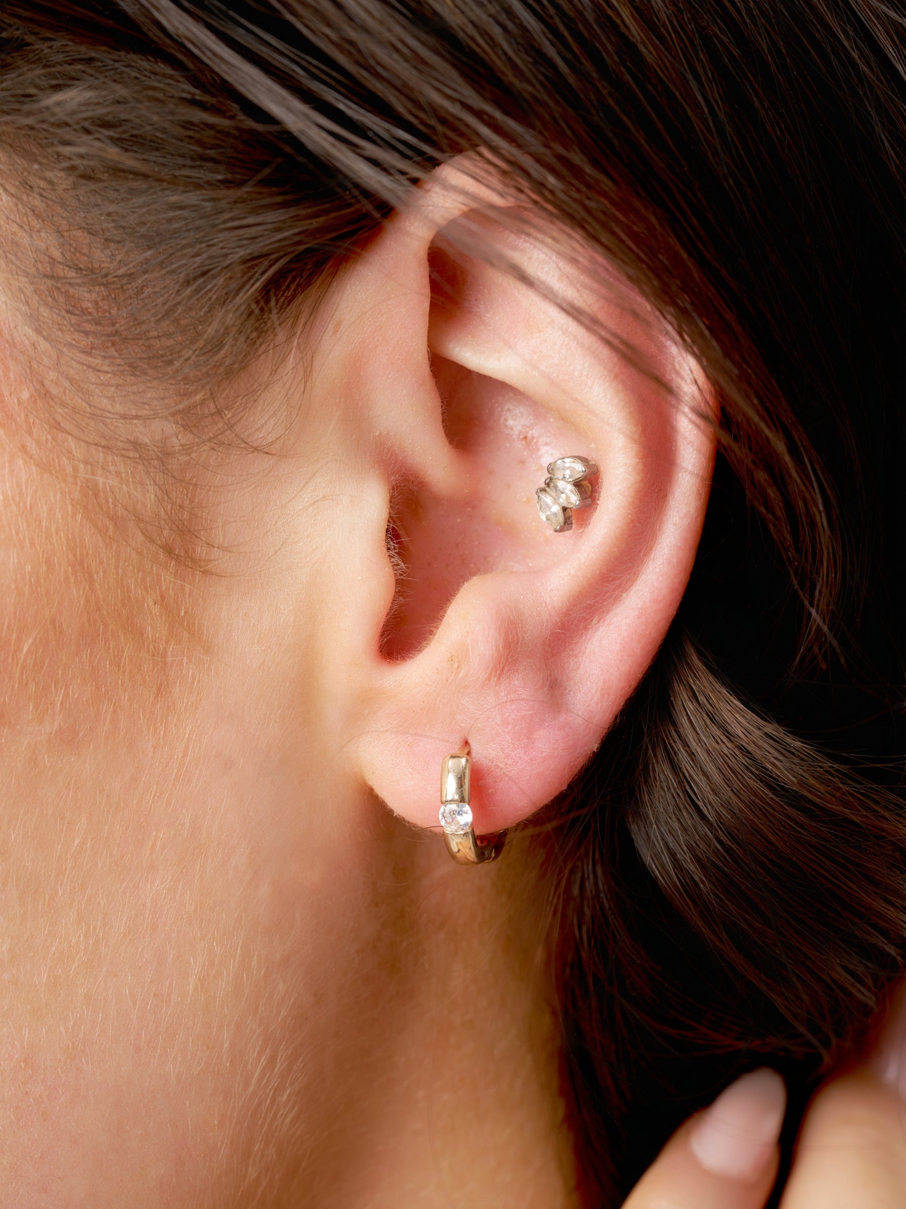 Gold Clear Stone Huggie Hoop Earrings | Lata