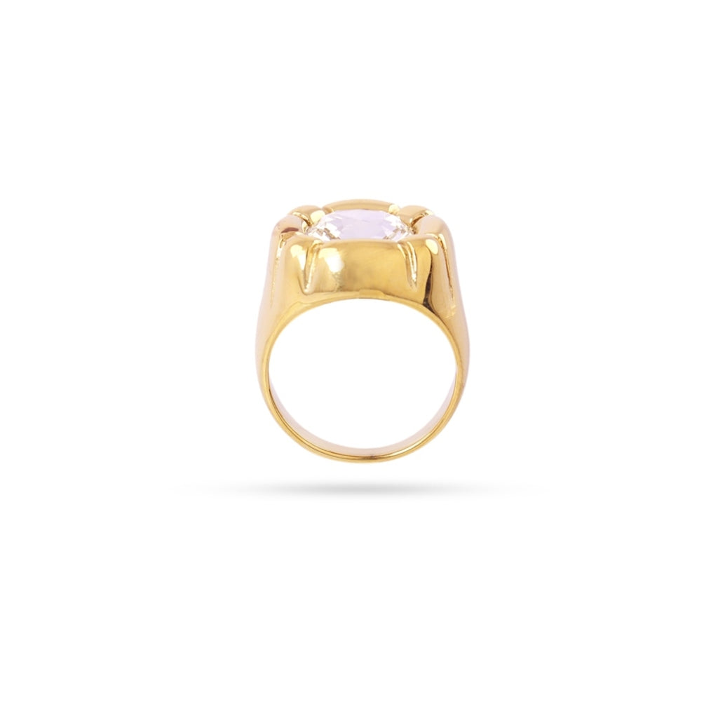 Gold Clear Stone Signet Ring | Anartxy
