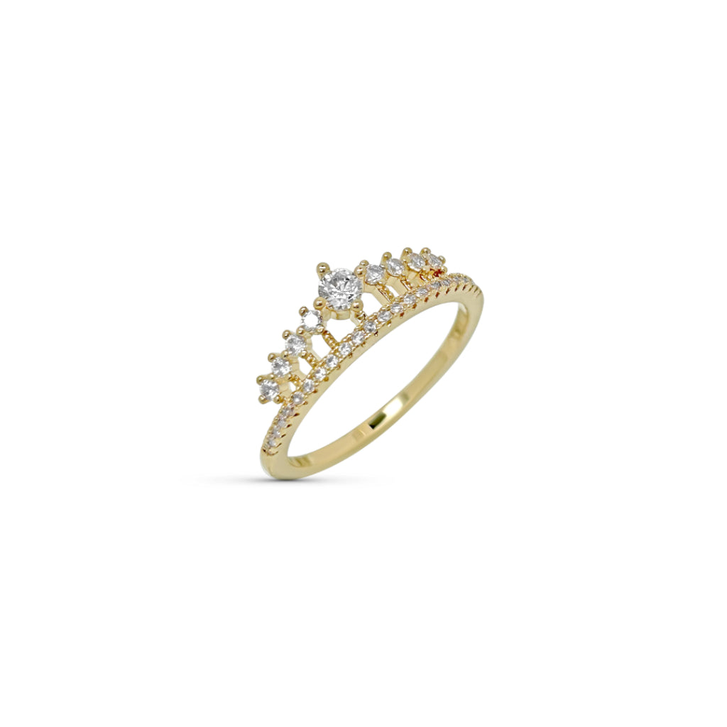 Gold Clear Stone Tiara Ring