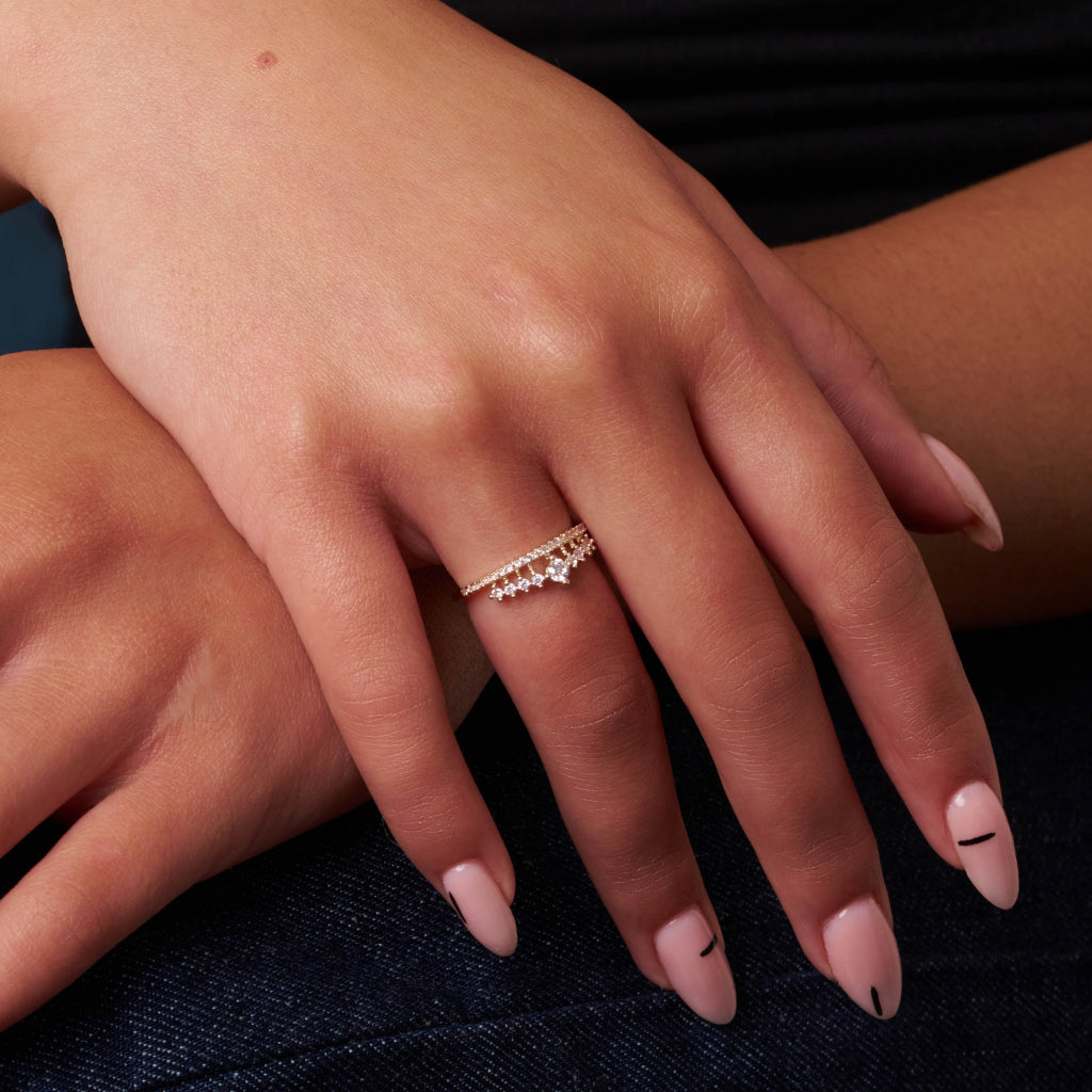 Gold Clear Stone Tiara Ring