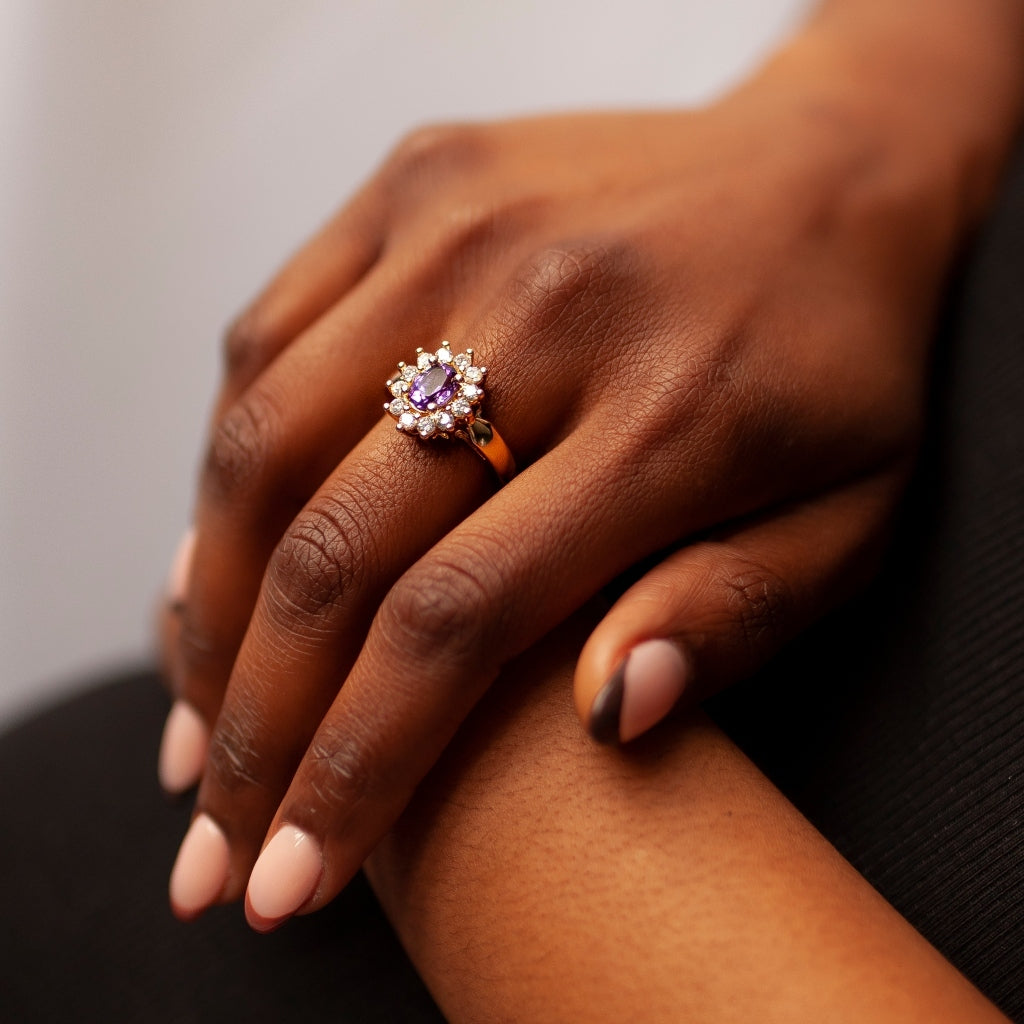 Gold Cluster Ring Amethyst